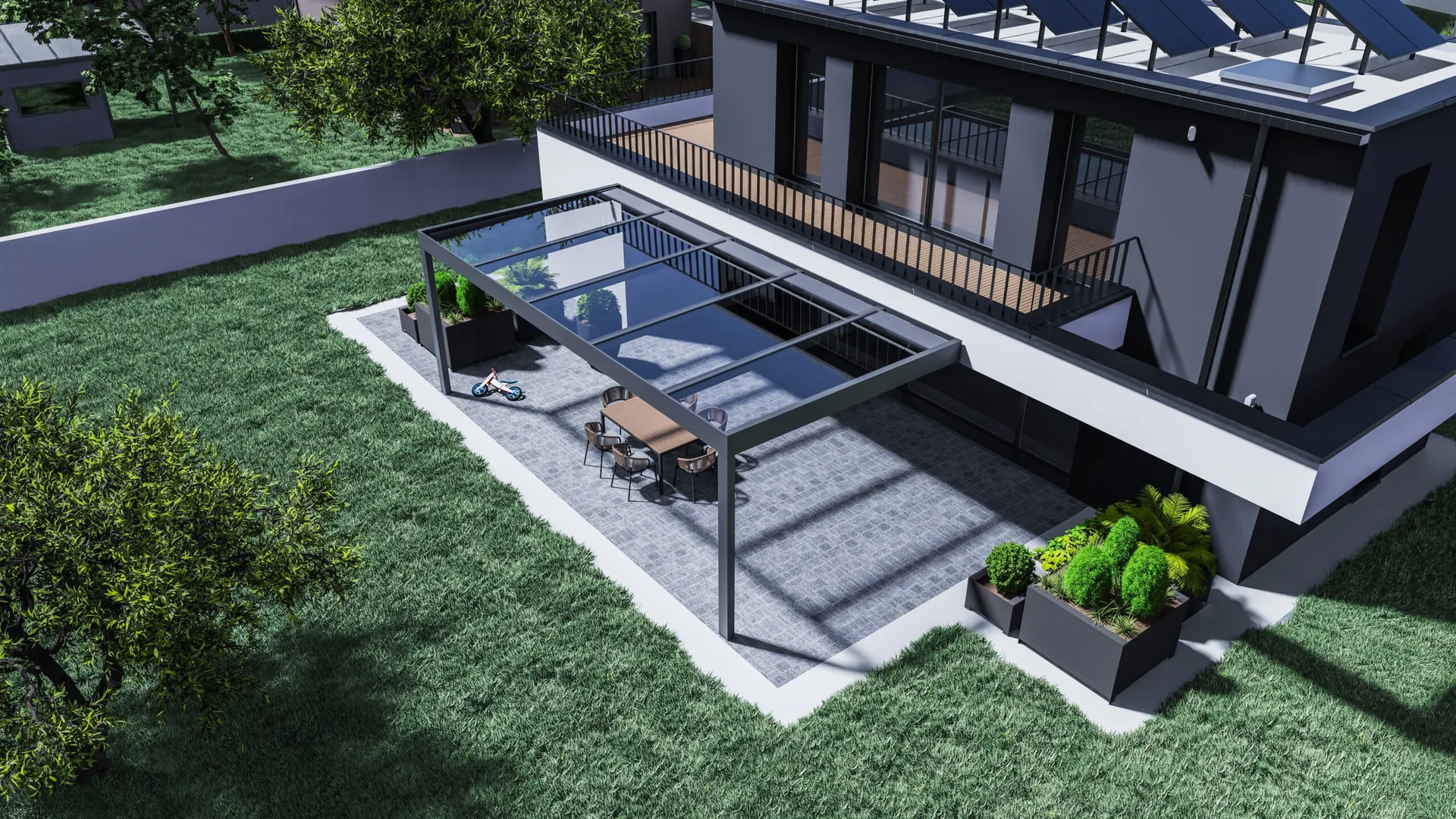 Beispiel einer modernen Terrassenüberdachung